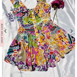 Vanessa Mooney Multicolor Printed Romper - Pink, Yellow, Green, Purple